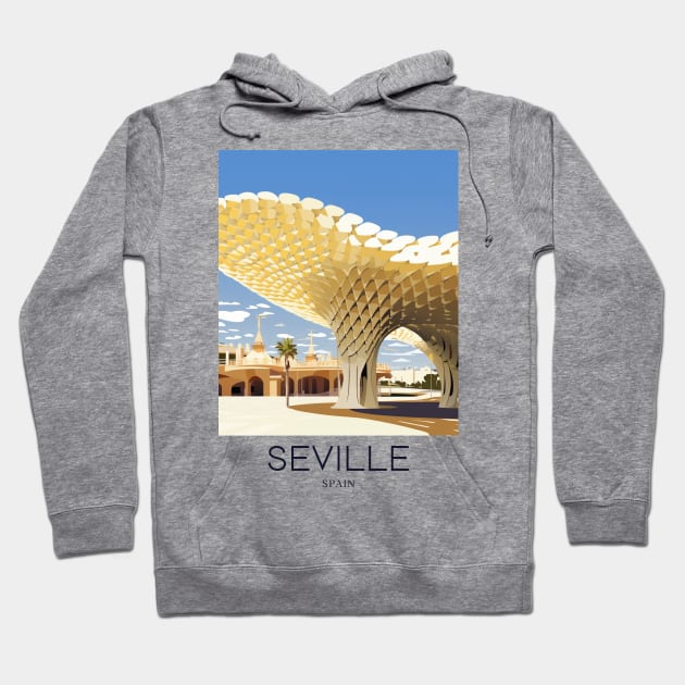 A Pop Art Travel Print of Seville - Spain Hoodie by Studio Red Koala